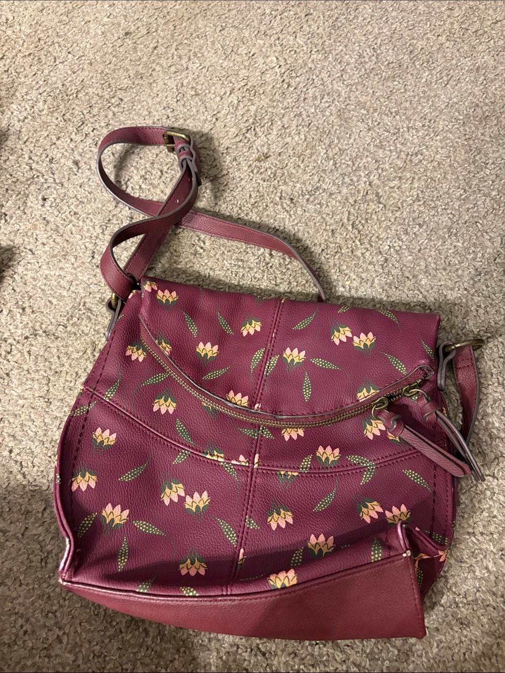 Floral Crossbody Bag in Berry